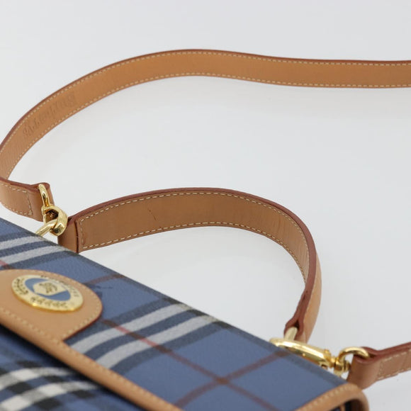 Burberrys Hand Bag PVC 2way Blue Gold Auth 179143