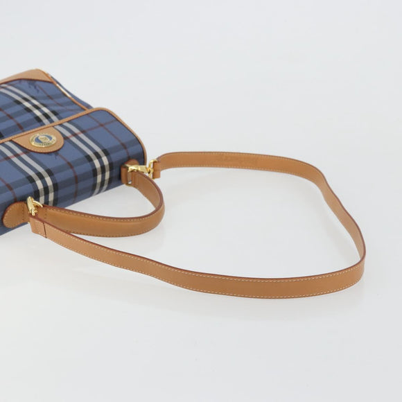 Burberrys Hand Bag PVC 2way Blue Gold Auth 179143