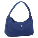 PRADA Hand Pouch Nylon Blue Silver Auth 179144A-1