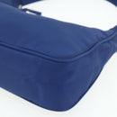PRADA Hand Pouch Nylon Blue Silver Auth 179144A-10