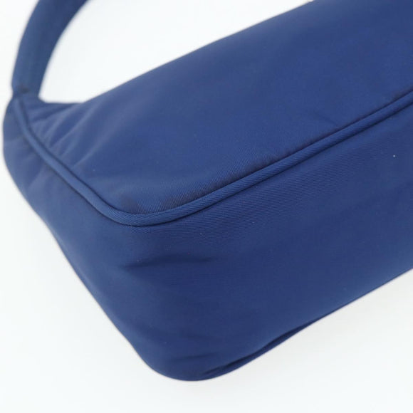 PRADA Hand Pouch Nylon Blue Silver Auth 179144A