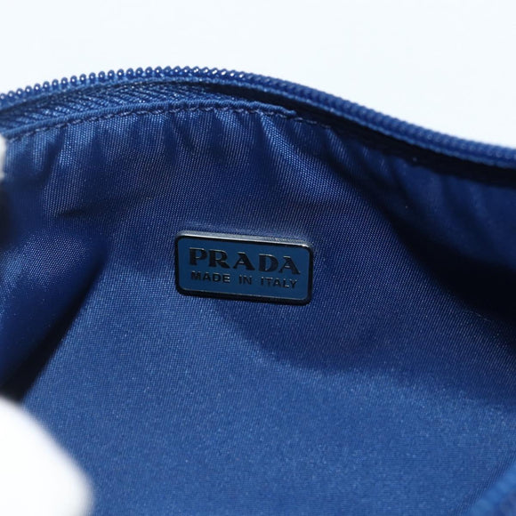 PRADA Hand Pouch Nylon Blue Silver Auth 179144A