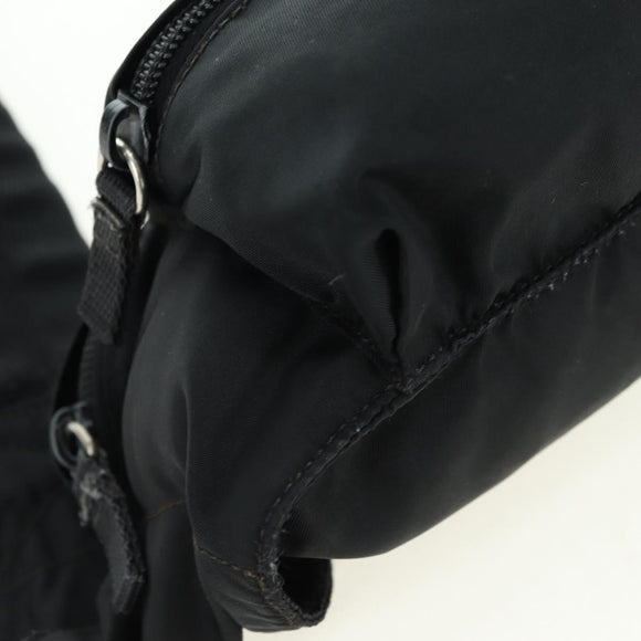 PRADA Body Bag Nylon Black Silver Auth 179145A
