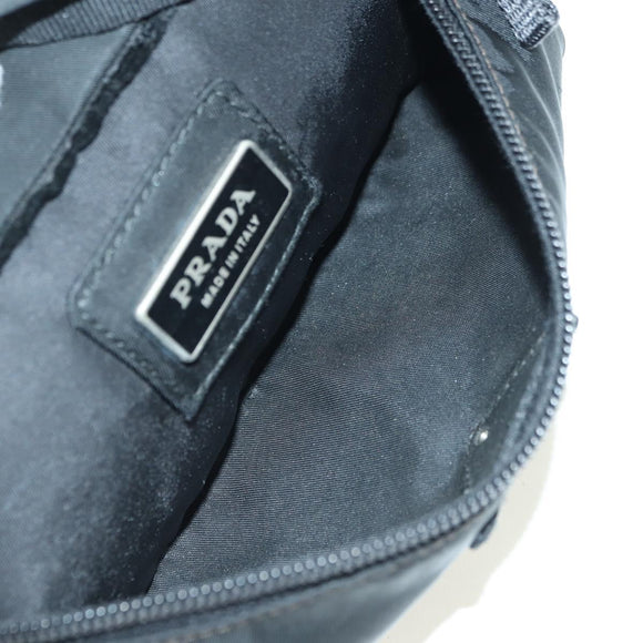 PRADA Body Bag Nylon Black Silver Auth 179145A
