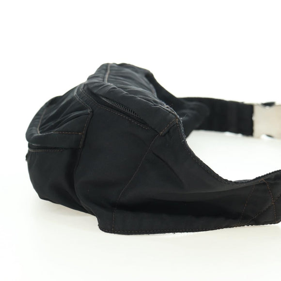 PRADA Body Bag Nylon Black Silver Auth 179145A