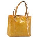 LOUIS VUITTON Monogram Vernis Houston Hand Bag Beige M91004 LV Auth 179150-1