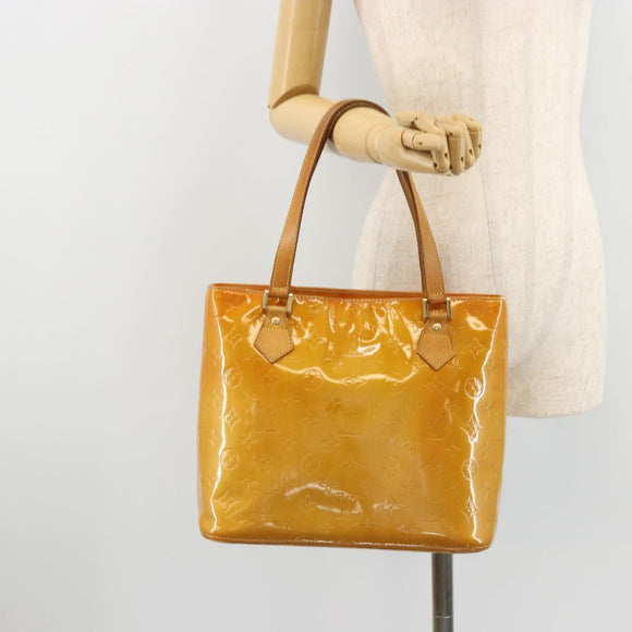 LOUIS VUITTON Monogram Vernis Houston Hand Bag Beige M91004 LV Auth 179150