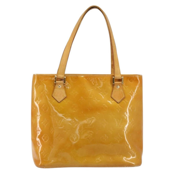 LOUIS VUITTON Monogram Vernis Houston Hand Bag Beige M91004 LV Auth 179151