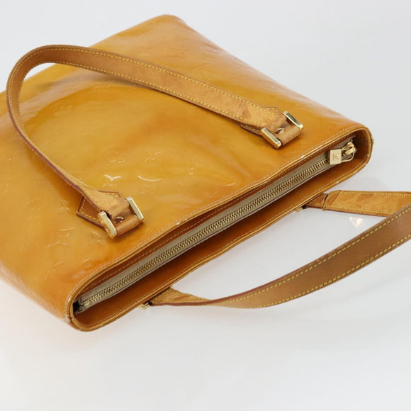 LOUIS VUITTON Monogram Vernis Houston Hand Bag Beige M91004 LV Auth 179151