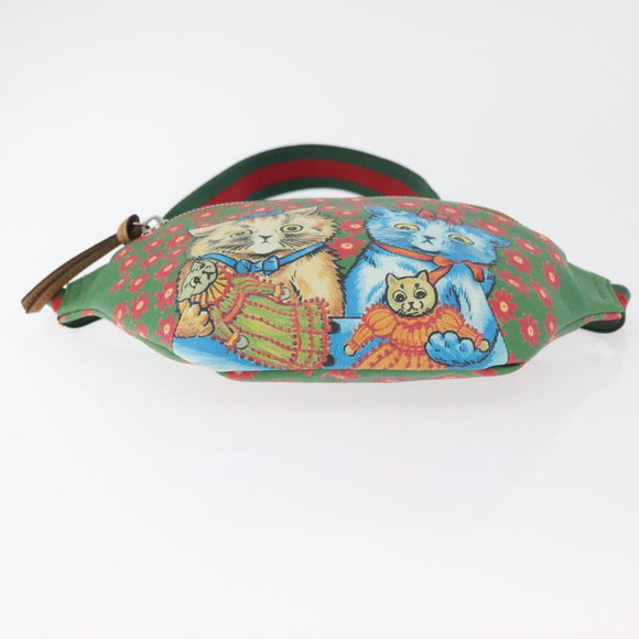 GUCCI Children's Web Sherry Line Bag Coated Canvas Green 502095 Auth 179152A