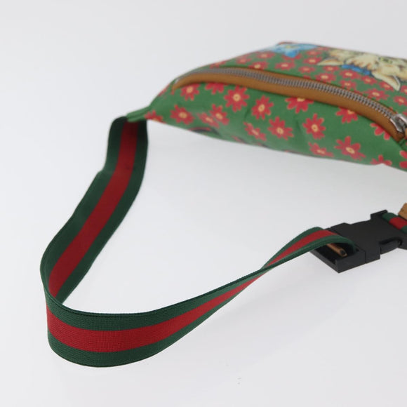 GUCCI Children's Web Sherry Line Bag Coated Canvas Green 502095 Auth 179152A