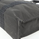 HERMES Her Line MM Hand Bag Canvas Gray Silver Auth 179155A-10