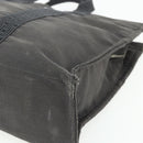 HERMES Her Line MM Hand Bag Canvas Gray Silver Auth 179155A-12