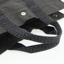 HERMES Her Line MM Hand Bag Canvas Gray Silver Auth 179155A-7