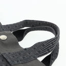 HERMES Her Line MM Hand Bag Canvas Gray Silver Auth 179155A-8