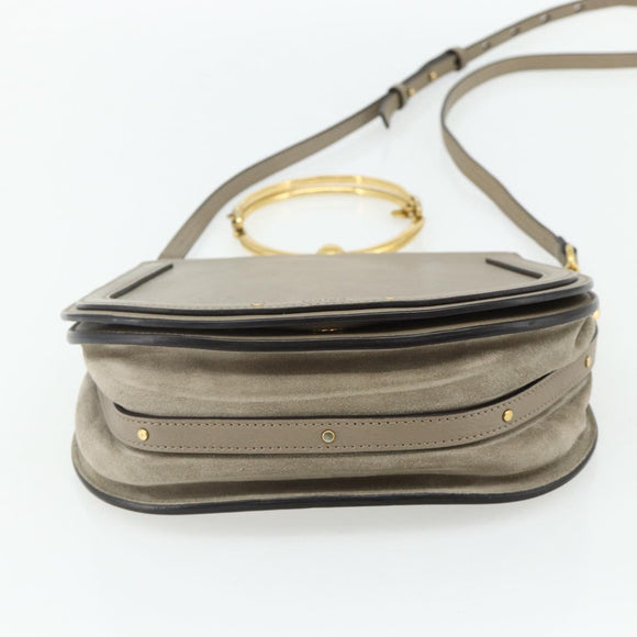 Chloe Nile Hand Bag Leather 2way Gray Gold Auth 179156A