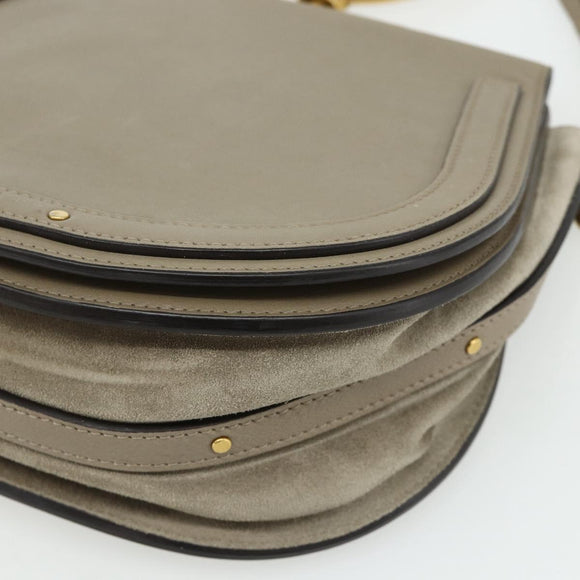 Chloe Nile Hand Bag Leather 2way Gray Gold Auth 179156A