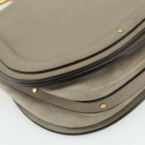 Chloe Nile Hand Bag Leather 2way Gray Gold Auth 179156A