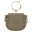 Chloe Nile Hand Bag Leather 2way Gray Gold Auth 179156A-2