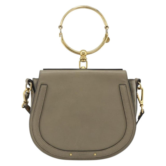 Chloe Nile Hand Bag Leather 2way Gray Gold Auth 179156A