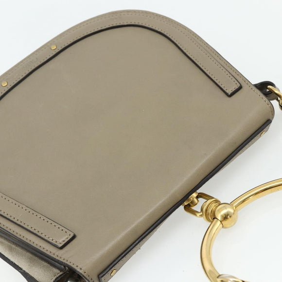 Chloe Nile Hand Bag Leather 2way Gray Gold Auth 179156A