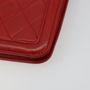 CHANEL Matelasse Chain Shoulder Bag Lamb Skin Red Gold CC Auth 179157A-10