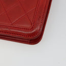 CHANEL Matelasse Chain Shoulder Bag Lamb Skin Red Gold CC Auth 179157A-12