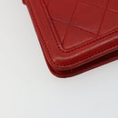 CHANEL Matelasse Chain Shoulder Bag Lamb Skin Red Gold CC Auth 179157A-13