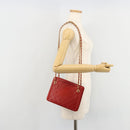 CHANEL Matelasse Chain Shoulder Bag Lamb Skin Red Gold CC Auth 179157A-23