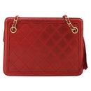 CHANEL Matelasse Chain Shoulder Bag Lamb Skin Red Gold CC Auth 179157A-3