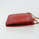CHANEL Matelasse Chain Shoulder Bag Lamb Skin Red Gold CC Auth 179157A-4
