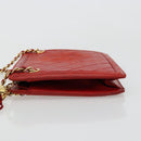 CHANEL Matelasse Chain Shoulder Bag Lamb Skin Red Gold CC Auth 179157A-5
