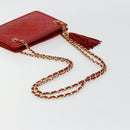 CHANEL Matelasse Chain Shoulder Bag Lamb Skin Red Gold CC Auth 179157A-7