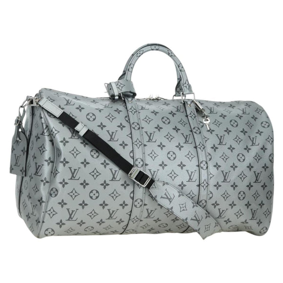 LOUIS VUITTON Monogram Keepall Bandouliere 50 Bag Silver M43848 Auth 179158SAM