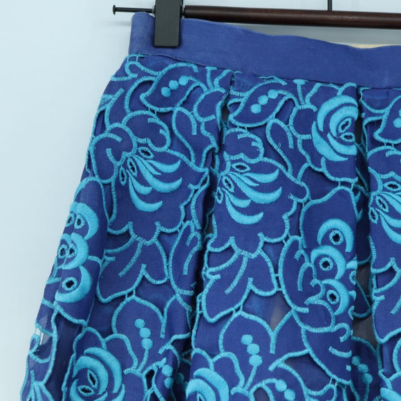 PRADA Skirt Silk Blue Auth 179162A