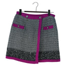 CHANEL Skirt Tweed Gray CC Auth 179163A-1