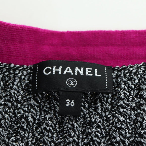 CHANEL Skirt Tweed Gray CC Auth 179163A