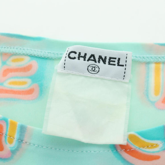CHANEL One Piece Nylon Green CC Auth 179164M