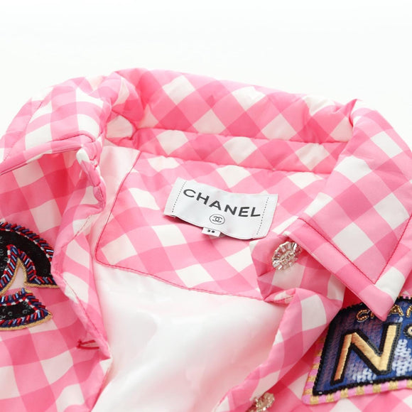 CHANEL Puff Jacket Silk Pink 23C P74093 CC Auth 179165SAM