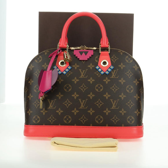 LOUIS VUITTON Monogram Totem Alma PM Hand Bag Flamingo LV Auth 179177SAM