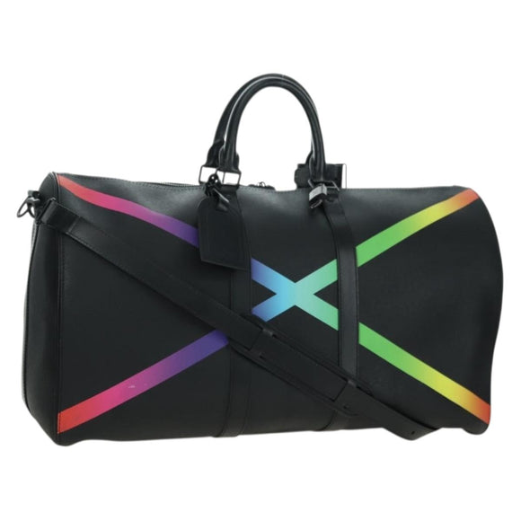 LOUIS VUITTON Taiga Rainbow Keepall Bandouliere 50 Bag Black M30345 Auth 179178V
