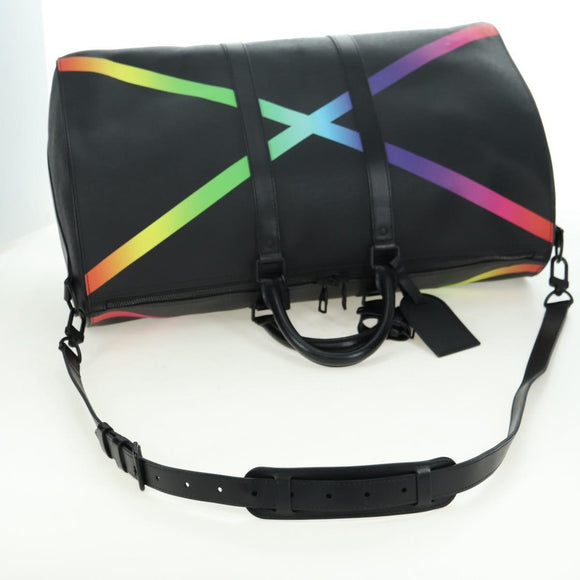 LOUIS VUITTON Taiga Rainbow Keepall Bandouliere 50 Bag Black M30345 Auth 179178V