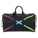LOUIS VUITTON Taiga Rainbow Keepall Bandouliere 50 Bag Black M30345 Auth 179178V-2