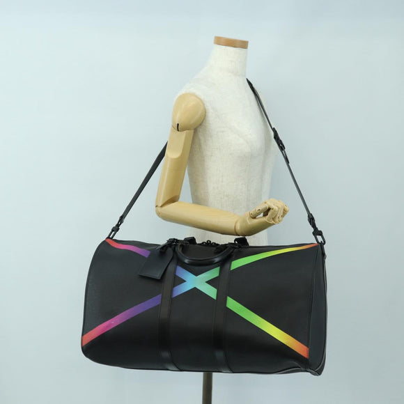 LOUIS VUITTON Taiga Rainbow Keepall Bandouliere 50 Bag Black M30345 Auth 179178V
