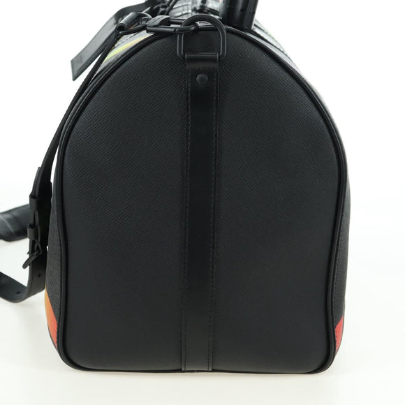 LOUIS VUITTON Taiga Rainbow Keepall Bandouliere 50 Bag Black M30345 Auth 179178V