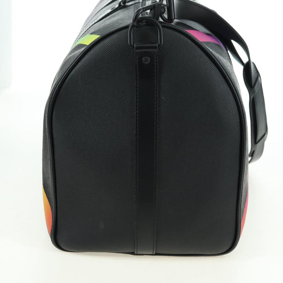 LOUIS VUITTON Taiga Rainbow Keepall Bandouliere 50 Bag Black M30345 Auth 179178V