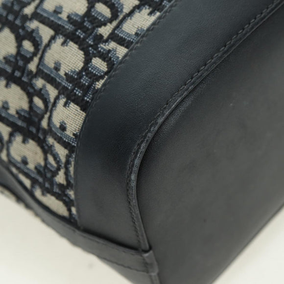 Christian Dior Trotter Canvas Chain Shoulder Bag Navy Gold Auth 179181V