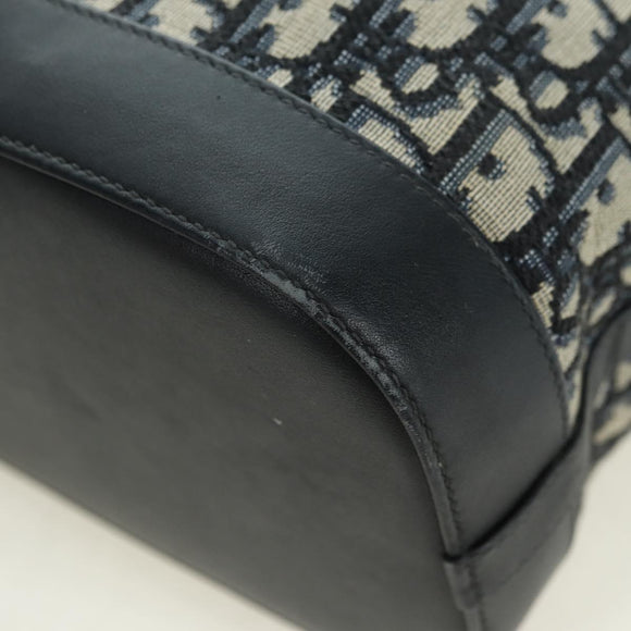 Christian Dior Trotter Canvas Chain Shoulder Bag Navy Gold Auth 179181V