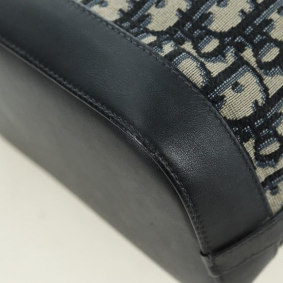 Christian Dior Trotter Canvas Chain Shoulder Bag Navy Gold Auth 179181V
