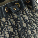 Christian Dior Trotter Canvas Chain Shoulder Bag Navy Gold Auth 179181V-15